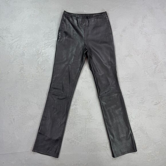 Lucky Leather Pants - Vintage Lucky Leather Black Leather Mid-Rise Straight Leg Pants Size 4